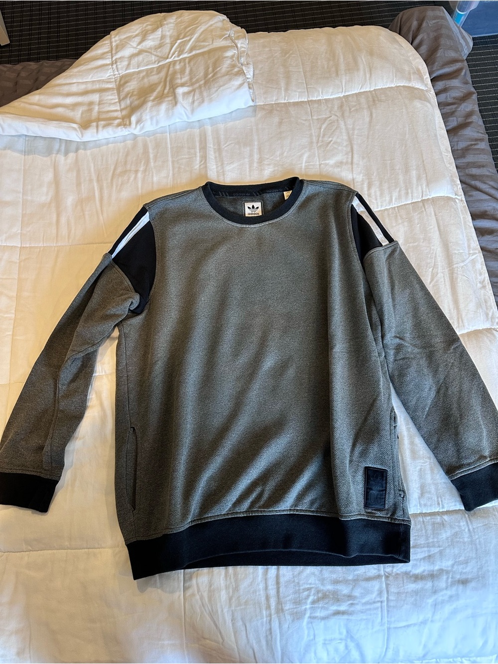 adidas Gray Crewneck Sweatshirt with Black Trim